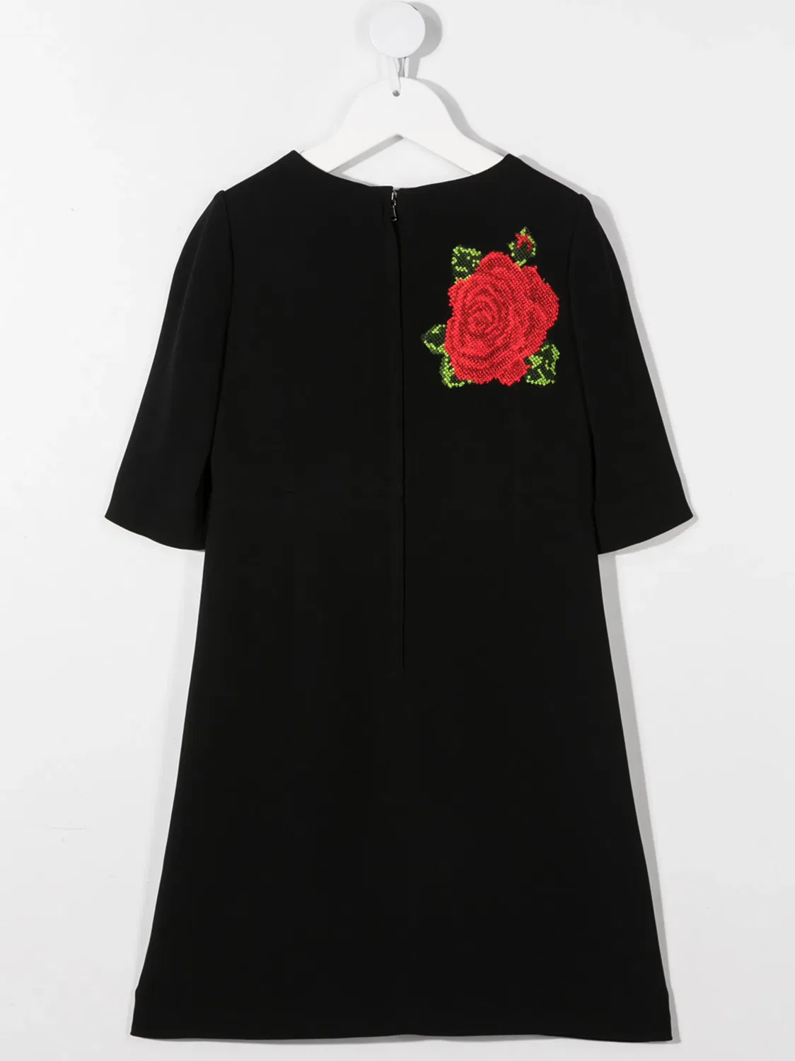 Платье с вышивкой в виде розы Dolce & Gabbana, черный — фото 2