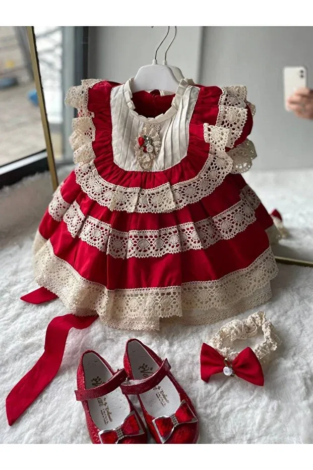 Детское платье для девочек без рукавов Mevlüt Dress Shopland, Red — фото 3