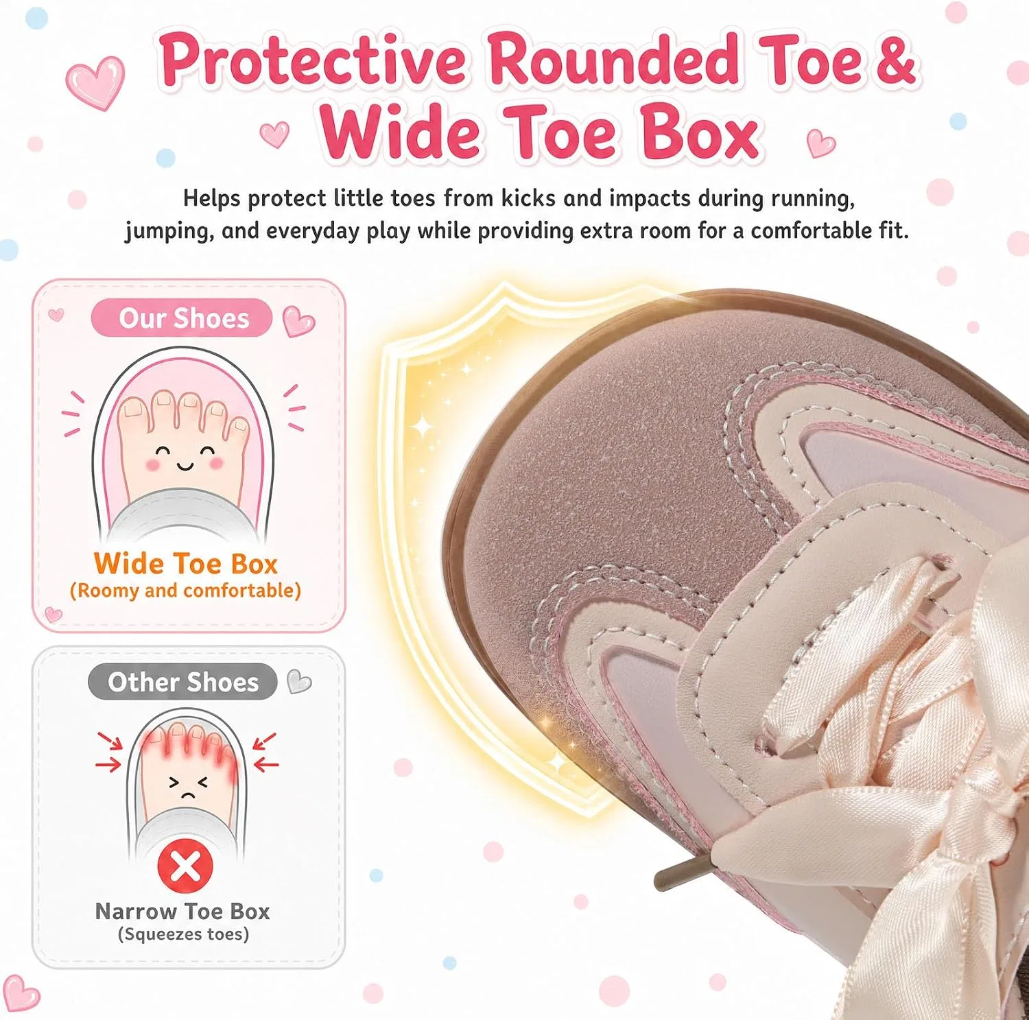 Детские кроссовки для девочек с нескользящей подошвой TFDER, Pearl Pink — фото 3