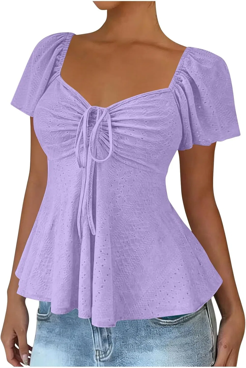 Женская блуза с ажурной вышивкой Eyelet, Purple