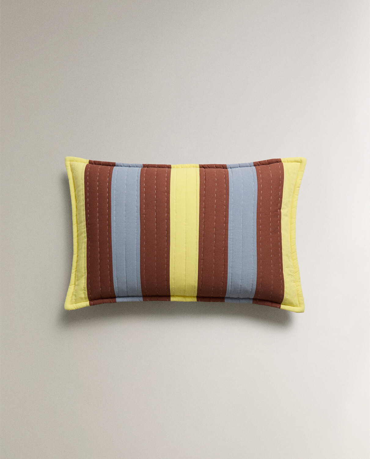 

Чехол для подушки Zara Home Striped Patchwork Cotton Cushion X Collagerie, желтый/коричневый/голубой