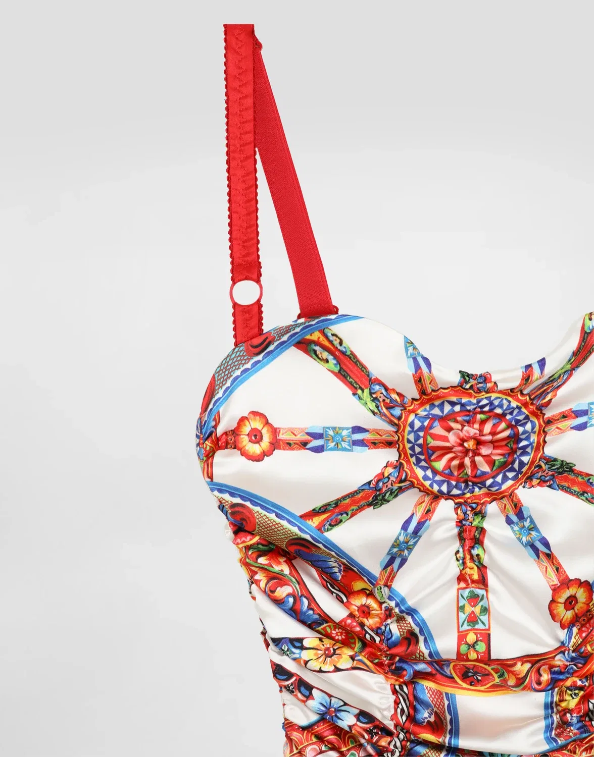 Атласное платье с принтом «Карретто» DOLCE & GABBANA, бежевый — фото 4