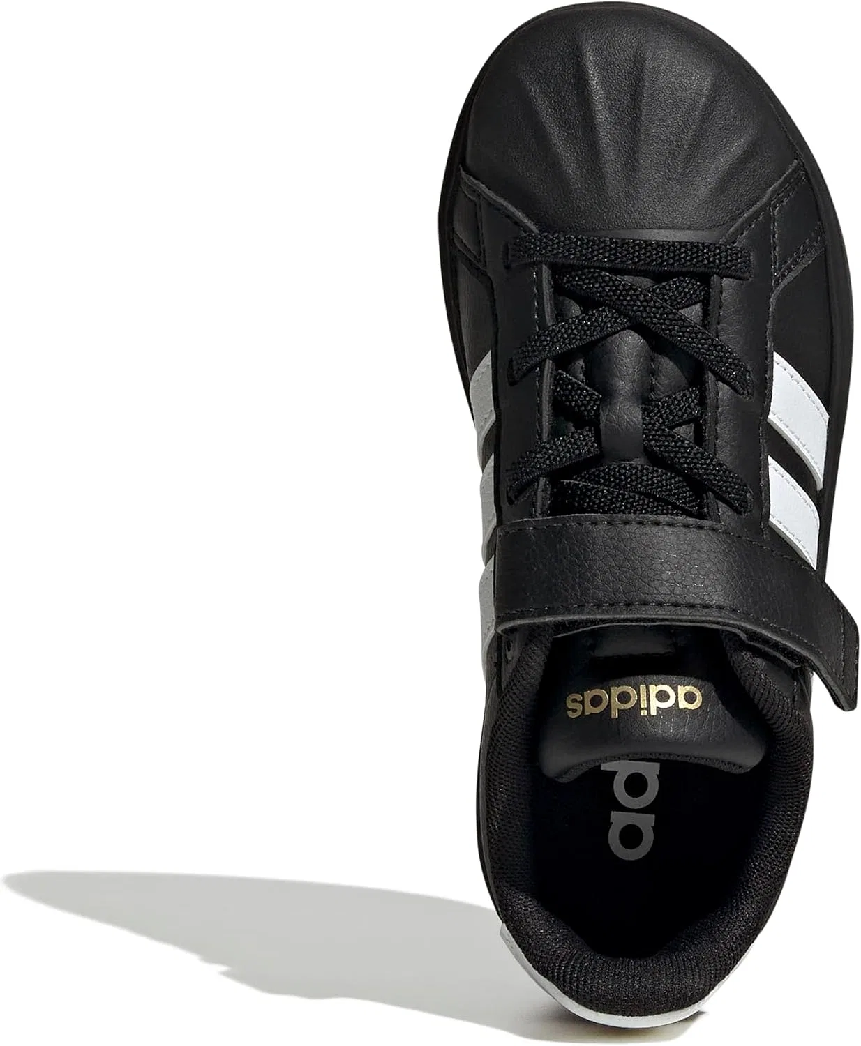 Детские кроссовки для мальчиков с принтом Streettalk adidas, Black/White/Gold Metallic — фото 2