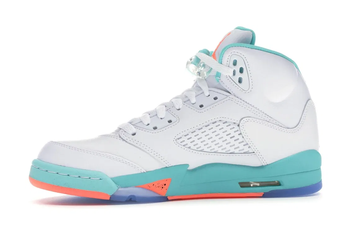 Детские кроссовки Lifestyle Light Aqua Jordan 5 Retro Jordan, White/Crimson Pulse-Light Aqua-Black — фото 3