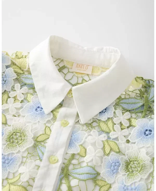Детское платье для девочек с вышивкой Vienna Embroidered Mini Dress Marlo Kids, Floral — фото 3