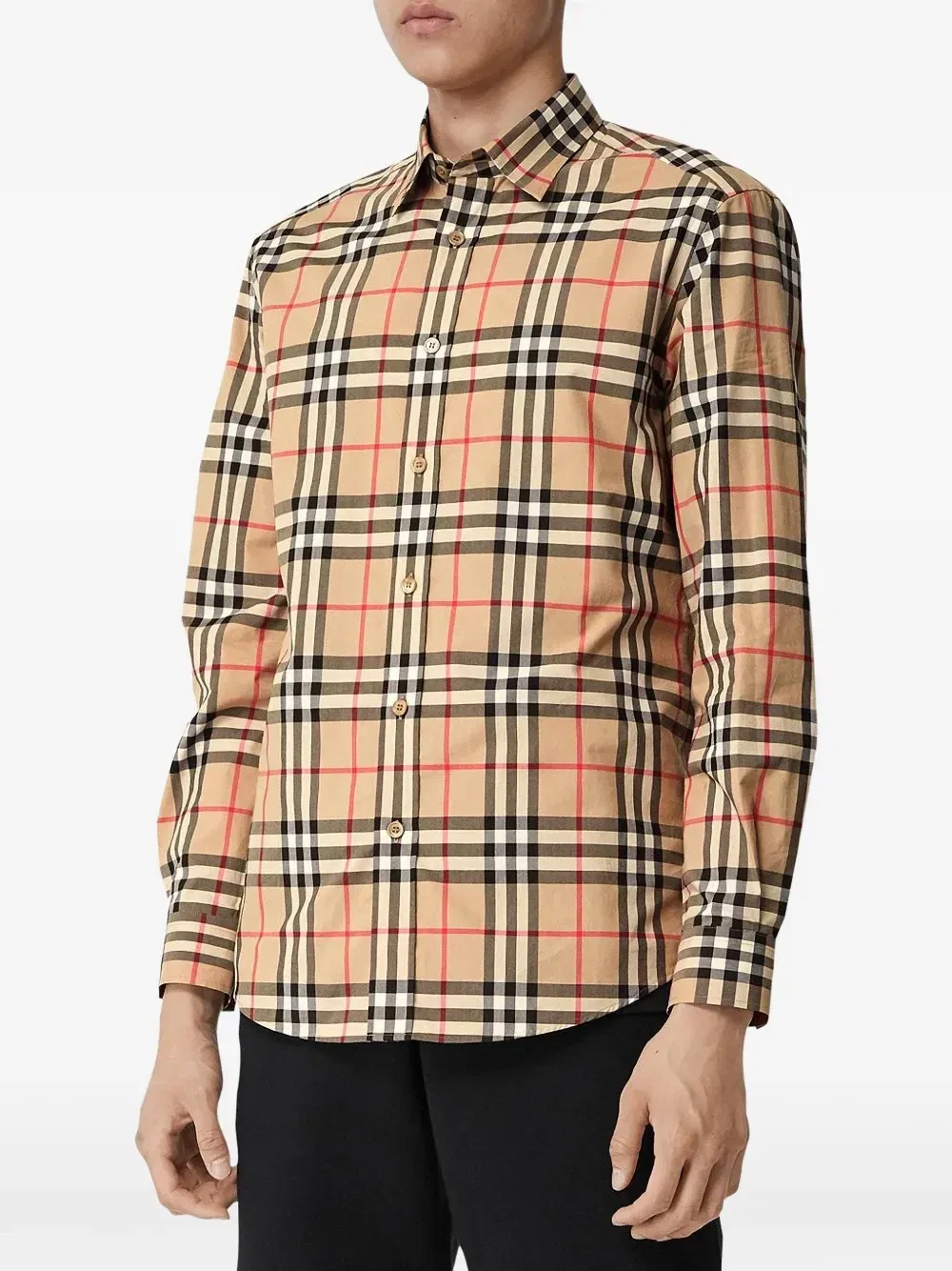 Клетчатая рубашка с длинными рукавами Burberry, бежевый — фото 3