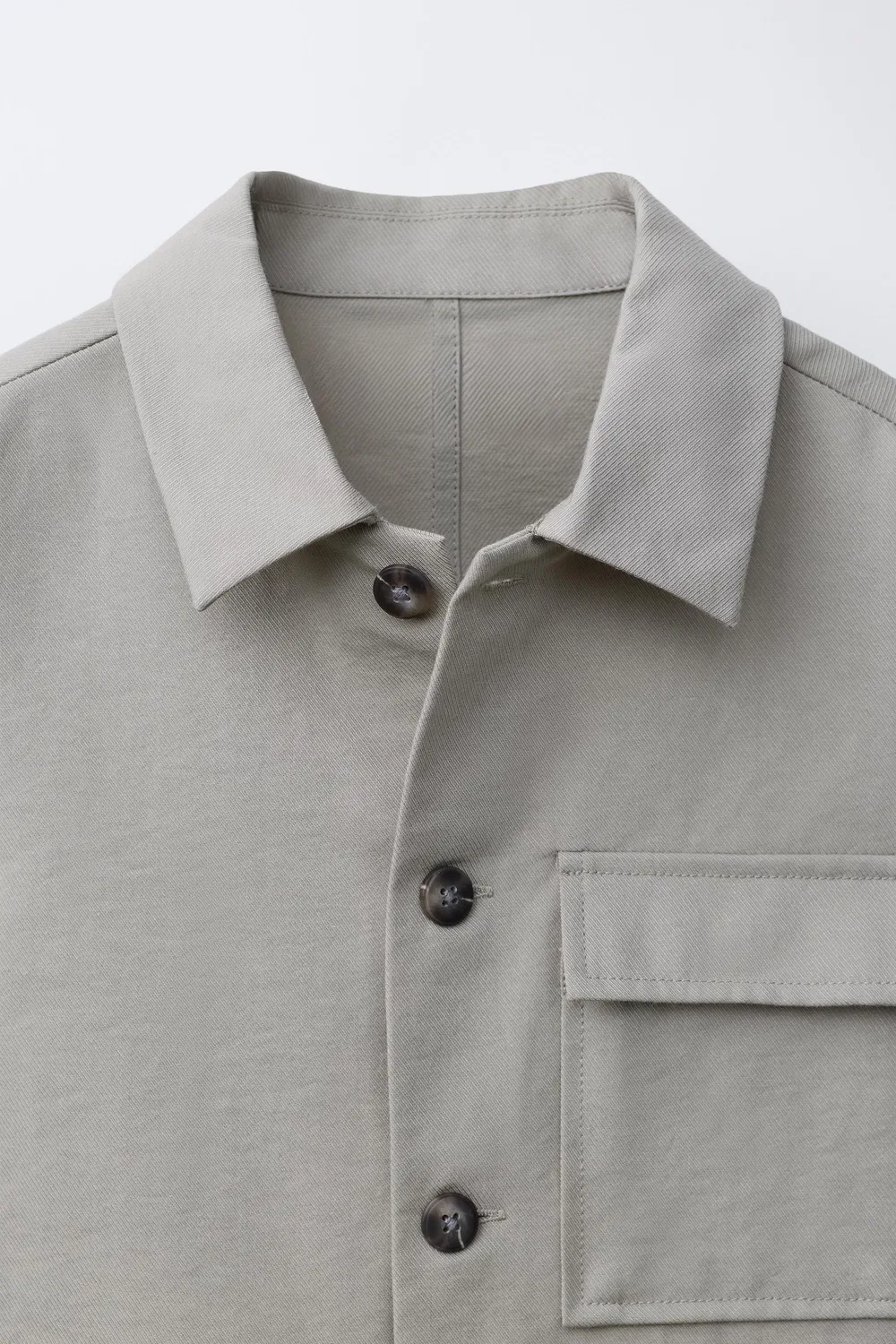 Рубашка-куртка с карманом ZARA, Grey/Tan — фото 3