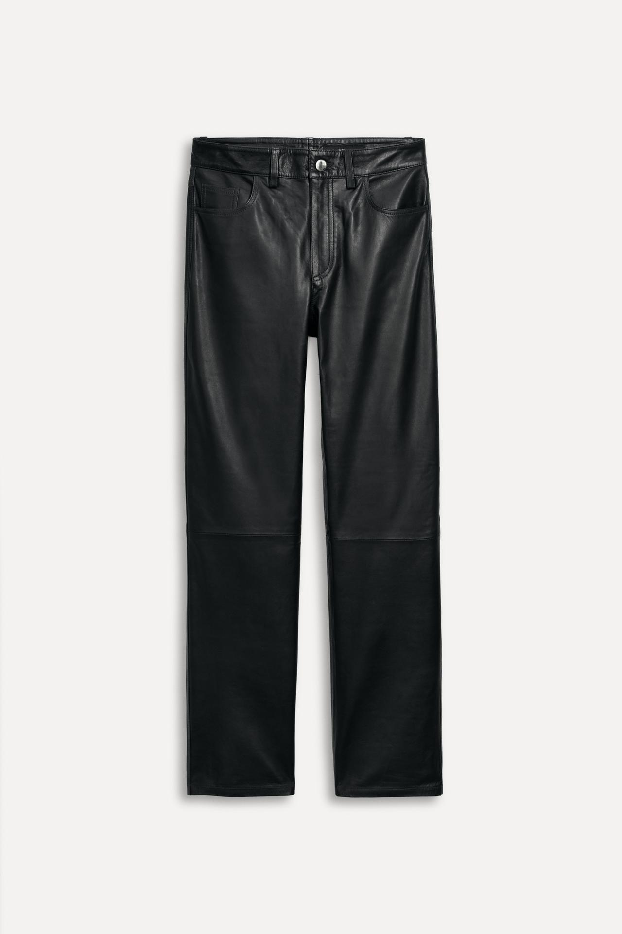 

Брюки Zara Pantalón Recto Piel 50th Anniversary, черный