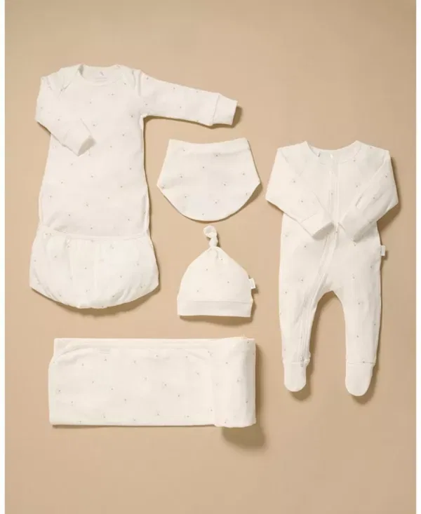 Детский комплект с принтом Welcome Baby Gift Pack 5 Piece Purebaby, Vanilla Bear — фото 2