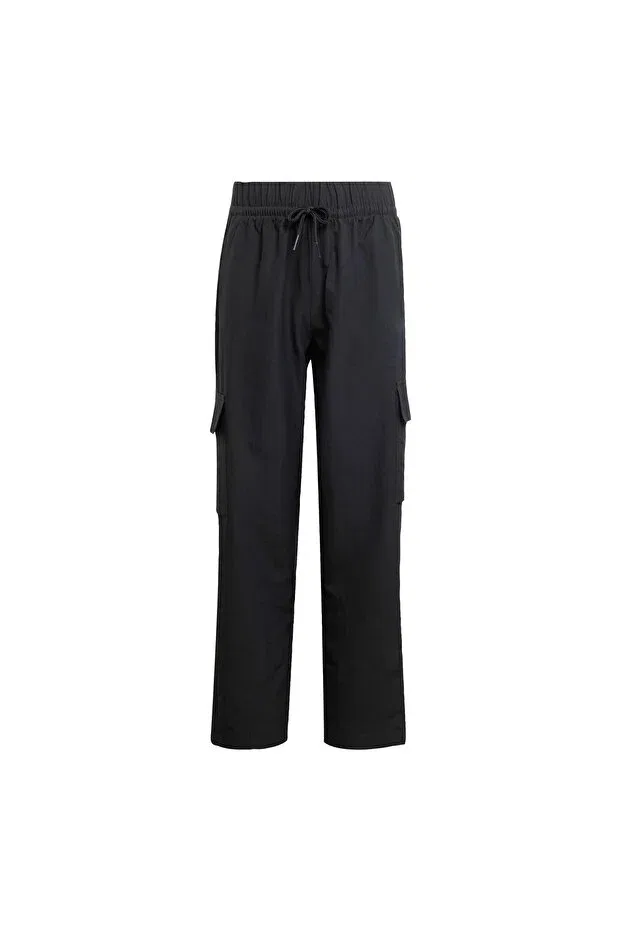 Детские спортивные штаны для девочек с прямым кроем Essentials Climacool Cargo Kids' Sweatpants Adidas, Black / White — фото 4