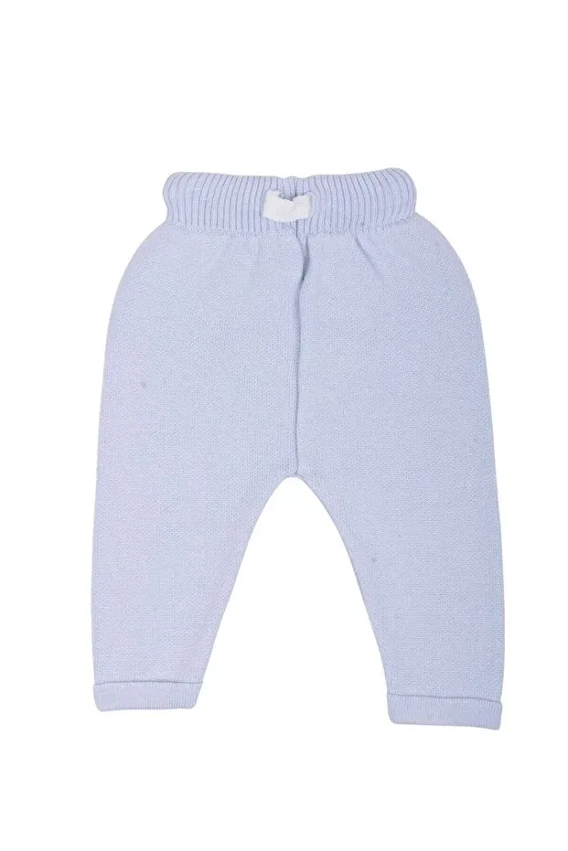 Детские штаны для новорожденных хлопковые Knitwear winter baby pocket detailed elastic waist trousers Minora, Baby Blue — фото 2