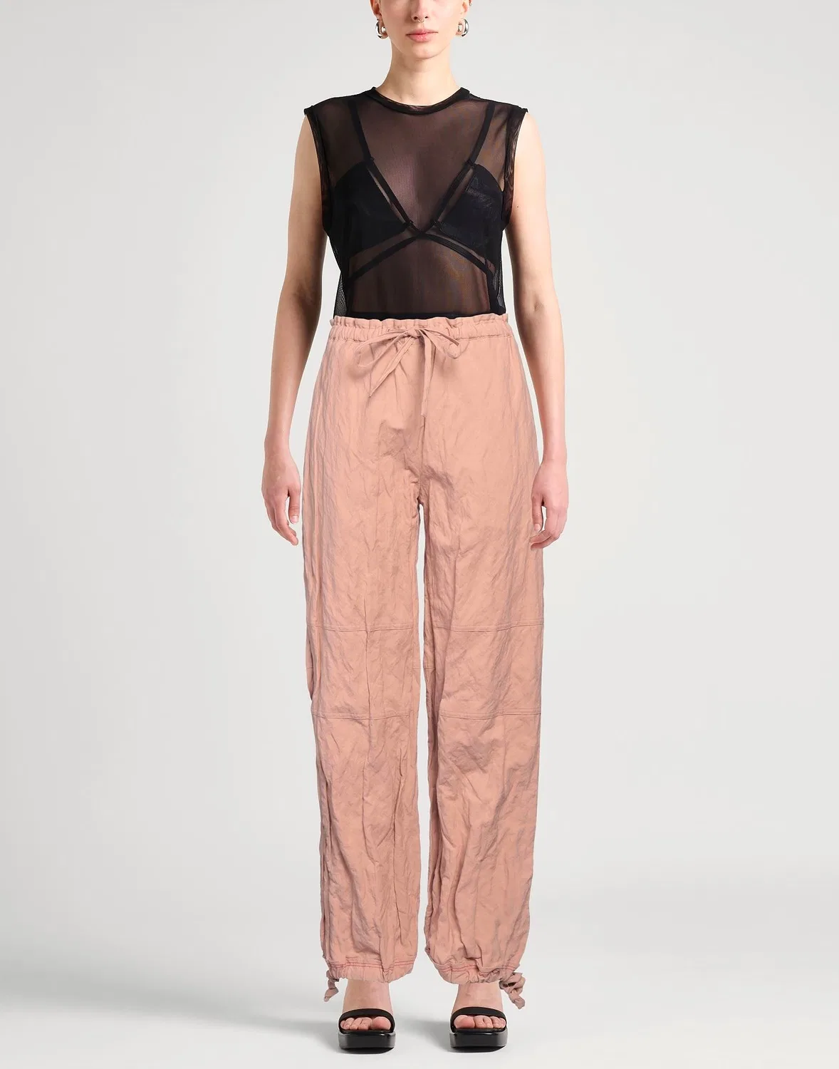 Женские зауженные брюки хлопковые Acne Studios, светло-розовый — фото 2