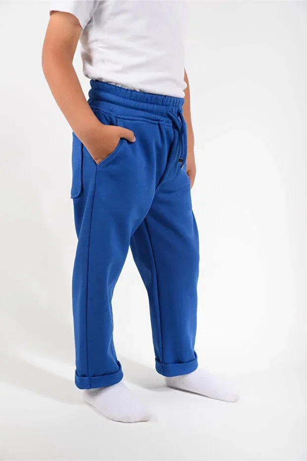 Детские спортивные штаны для мальчиков с утяжкой Kidspitircik, Saks Blue