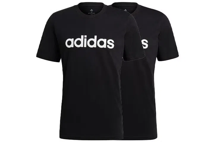 Футболка с принтом и логотипом, с коротким рукавом, Adidas, черный — фото 2
