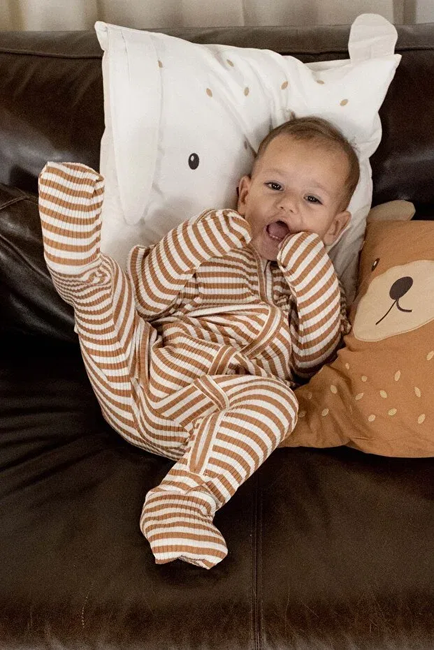 Детский комбинезон для новорожденных с длинным рукавом Little Gusto, Brown — фото 4
