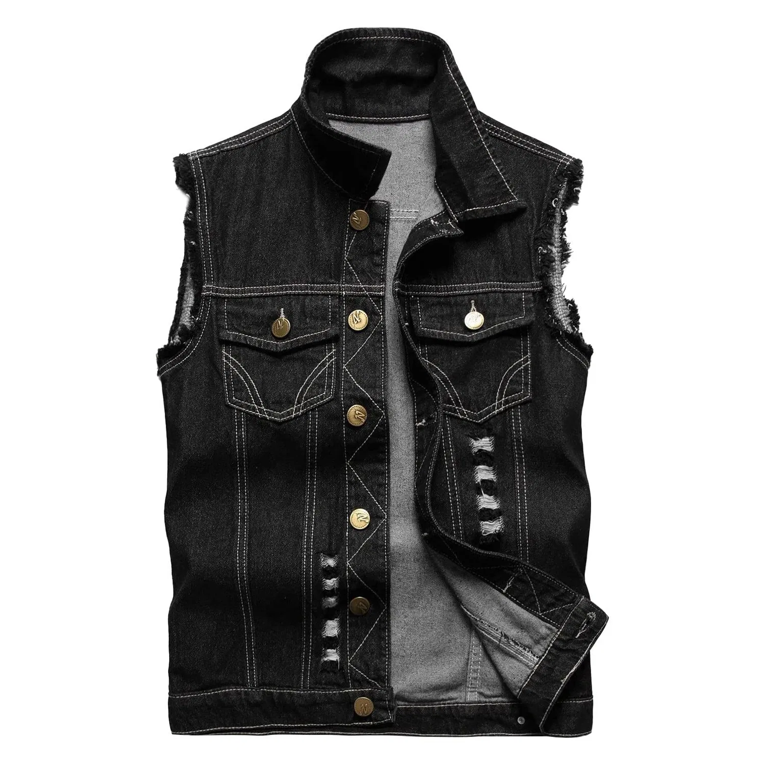 Женский джинсовый жилет без рукавов slim fit, Nero