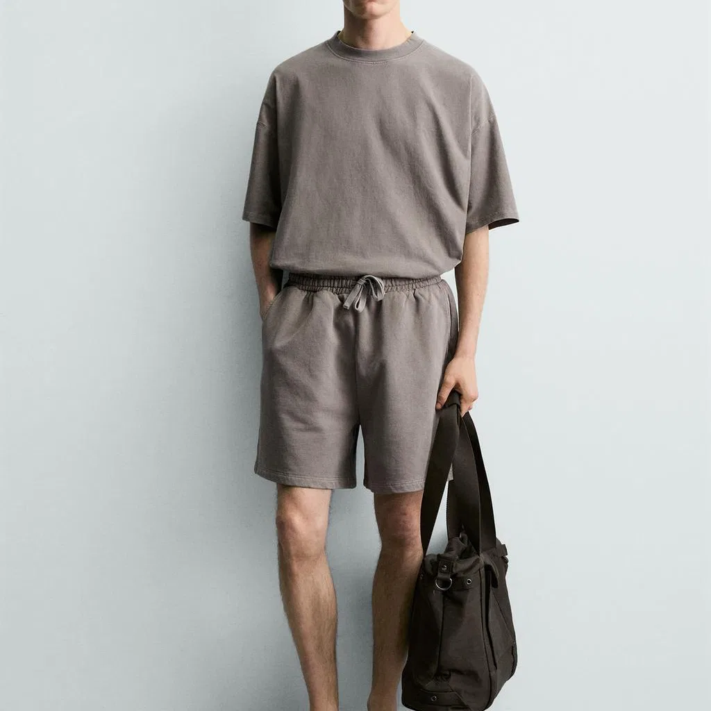 Мужская футболка с круглым вырезом Gray ZARA, Gray — фото 4