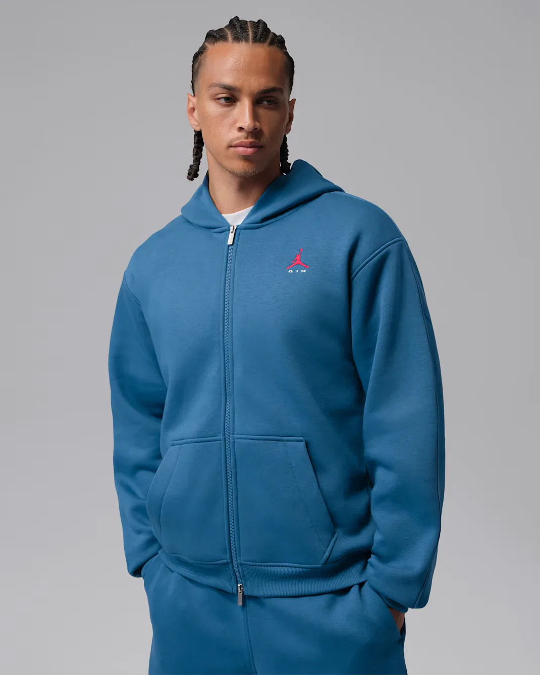 Мужская толстовка на молнии Jordan Brooklyn, True Blue/University Red