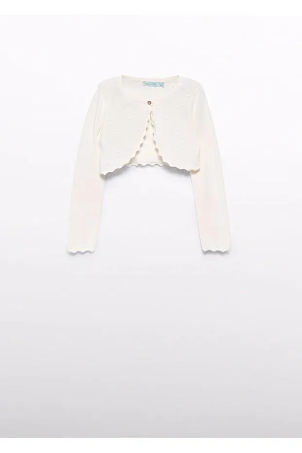 Детское болеро для девочек из трикотажа с цветочным принтом Abel&Lula girl's bolero cardigan_mnvs5382 Mayoral, Ecru — фото 2