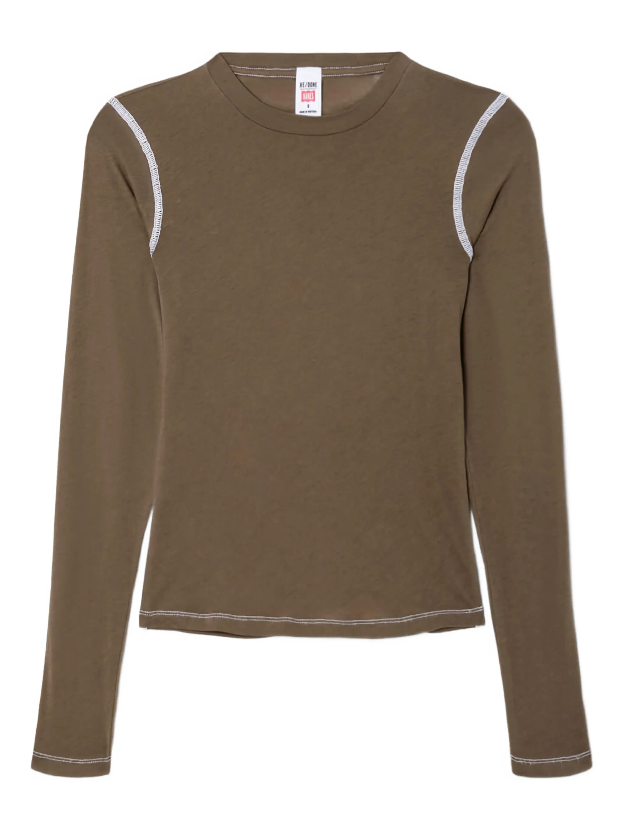 

Футболка с длинными рукавами и контрастной строчкой Re/Done, коричневый