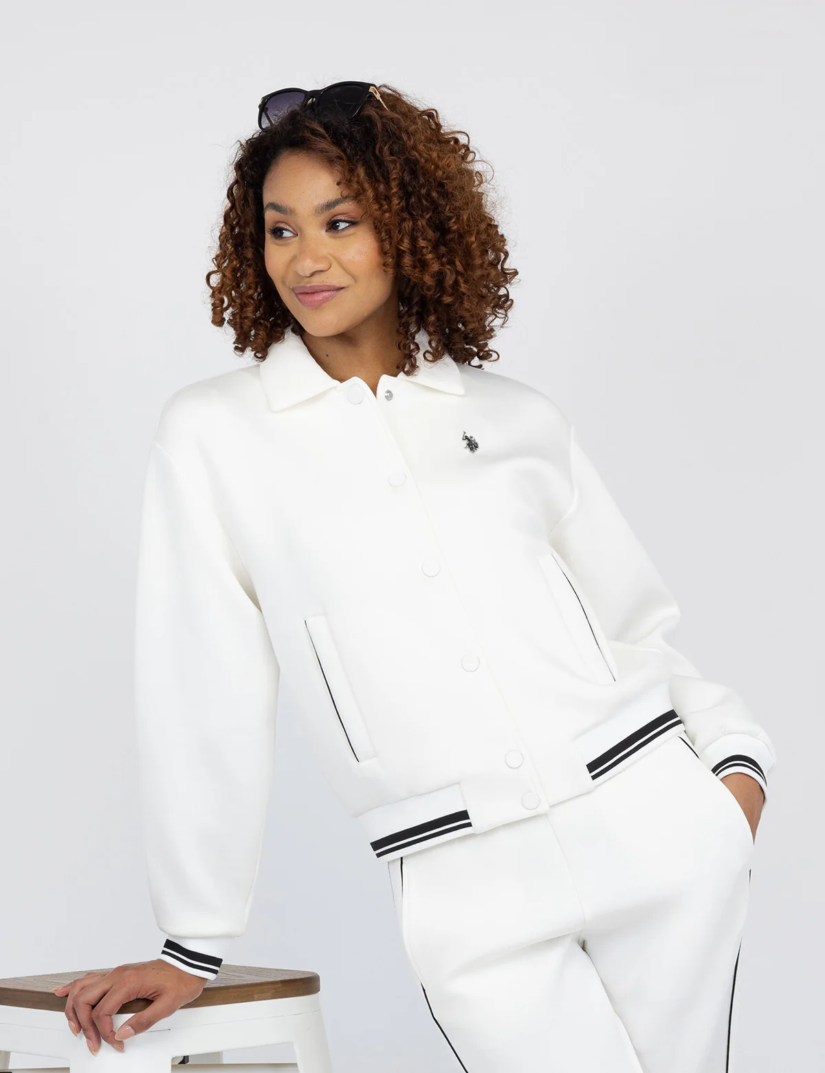

Бомбер U.S. Polo Assn White Label Collar Snap, белый