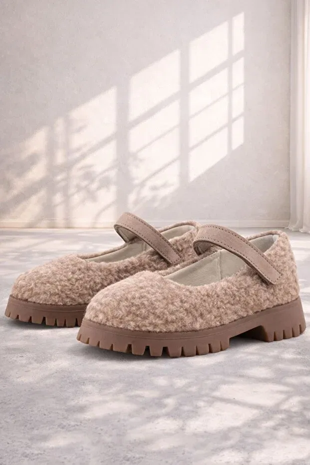 Детские балетки для девочек на липучке Rakerplus, Beige