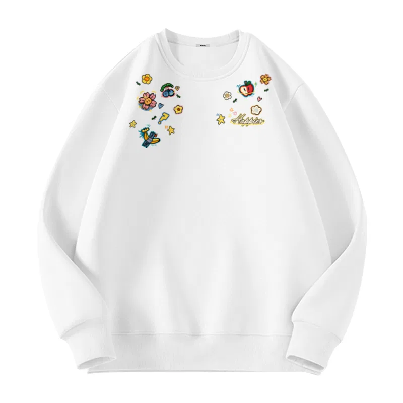 Детский свитшот с принтом Heavyweight Spring Fall White Heather Gray, MINISO — фото 3