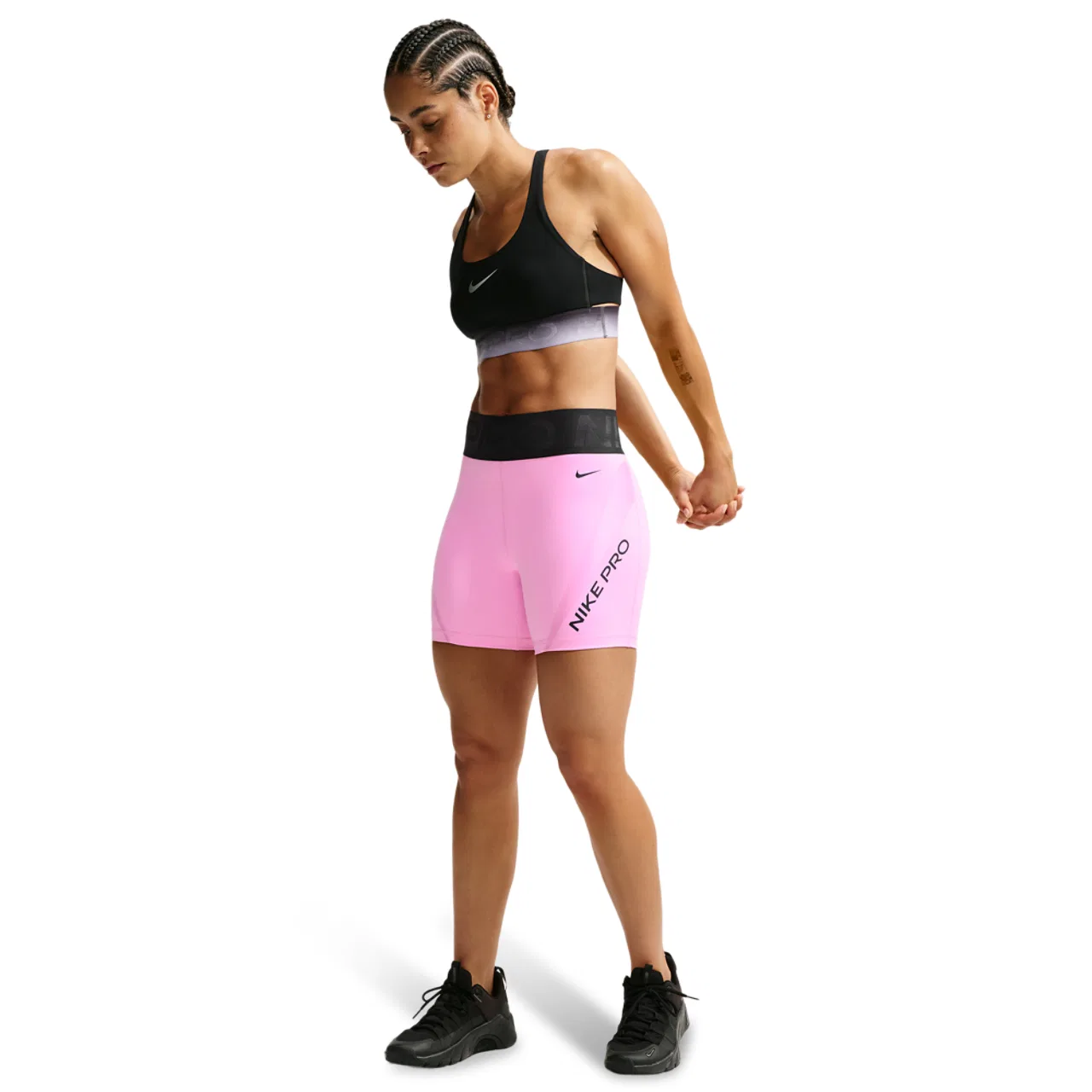 Женские велосипедки с высокой посадкой Pro Dri-FIT Sculpt 5" Nike, Black/Pink Rise — фото 3