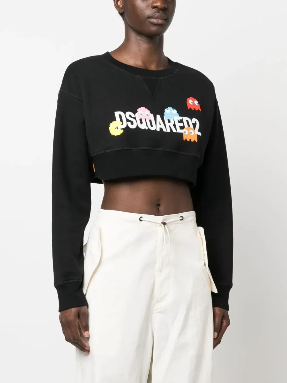 Укороченная толстовка с логотипом Dsquared2, черный — фото 3