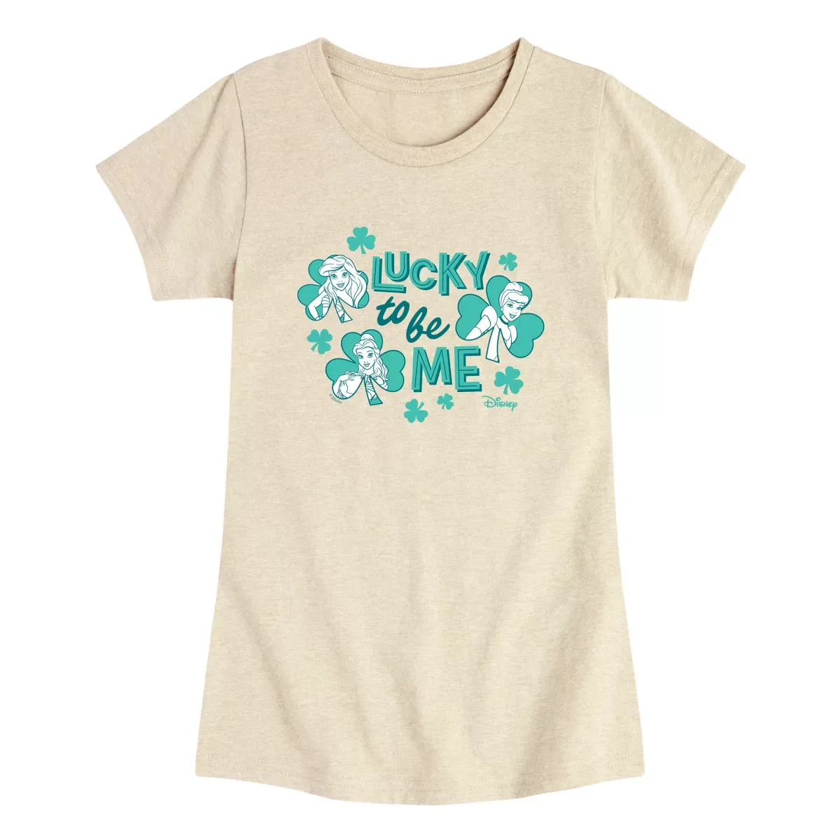 Детская футболка для девочек с принтом Disney Princess Lucky To Be Me, Heather Grey