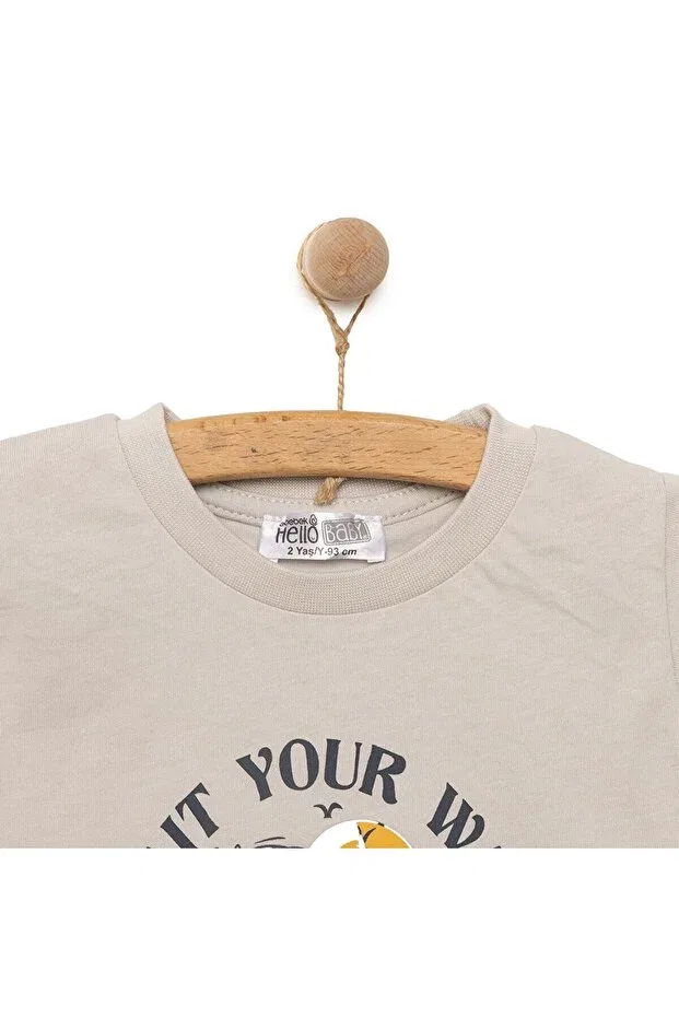 Детская футболка для мальчиков с принтом Hellobaby Basic Wave Printed Tshirt Ebebek Hello Baby, Gray — фото 3