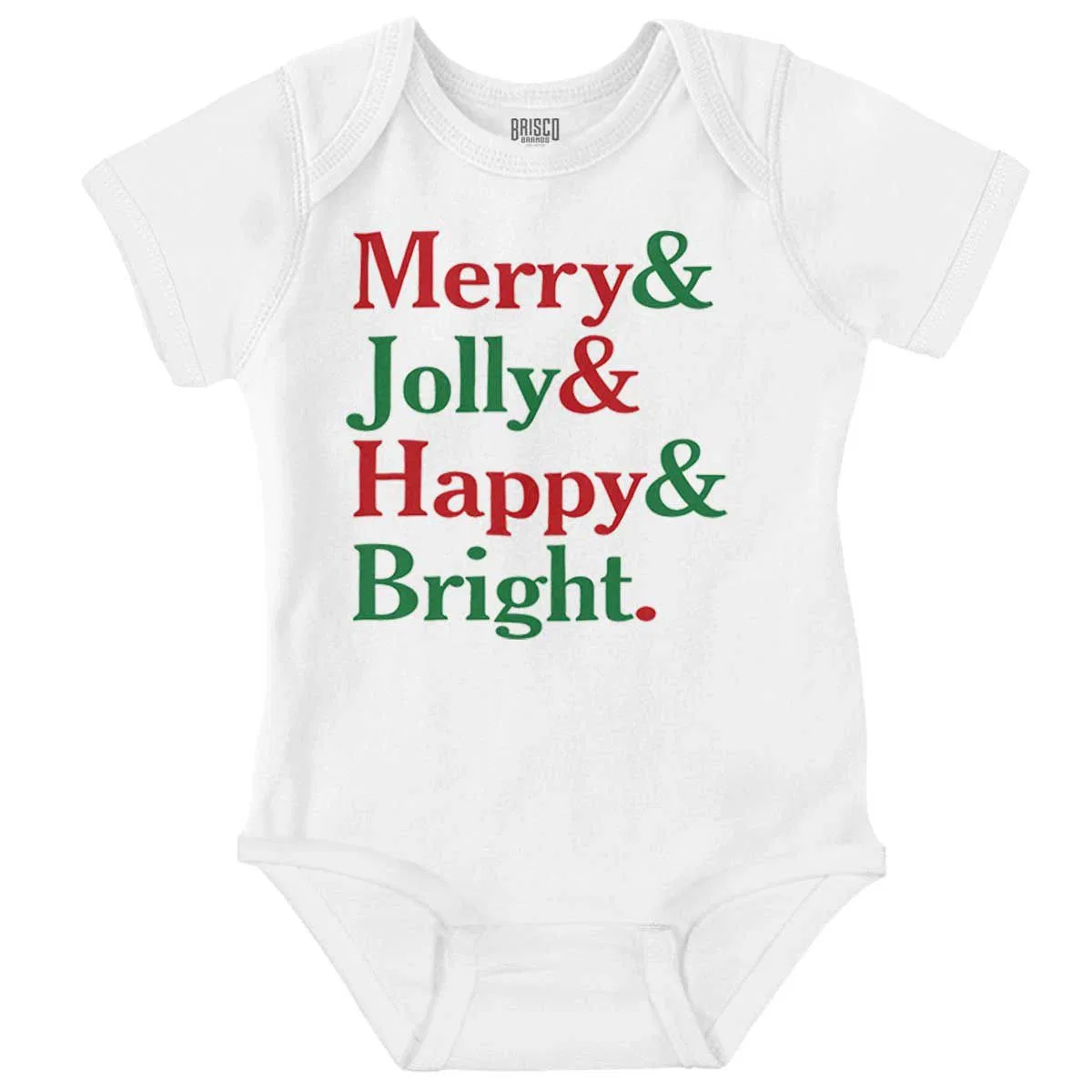 Детское боди с коротким рукавом Christmas Merry Jolly Happy Bright Brisco Brands, White