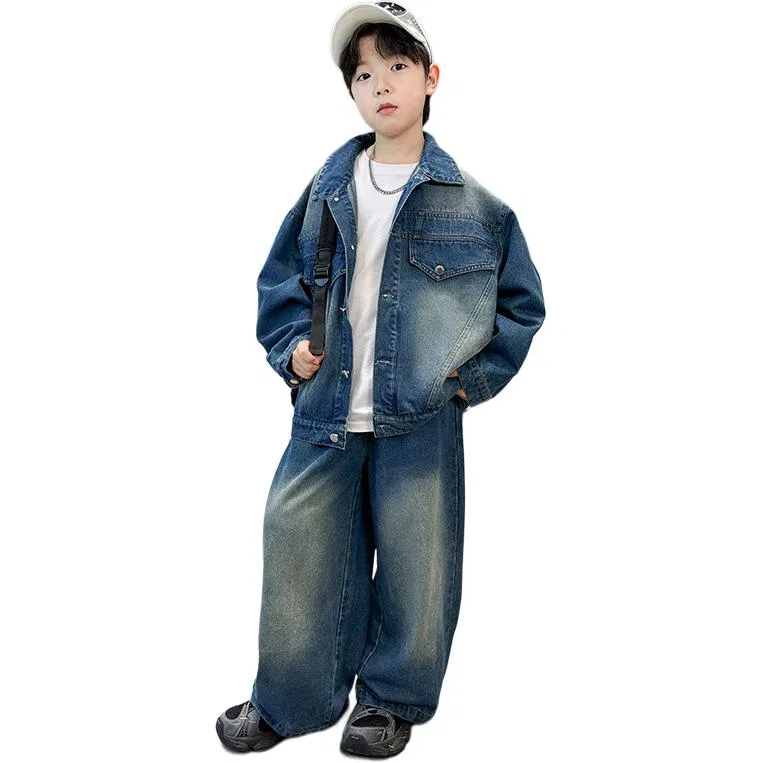 Детский комплект из джинсовой футболки и брюк MADALLO, Denim Blue