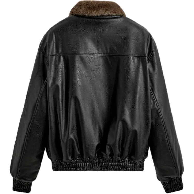 Мужская куртка с лацканами, двусторонняя, Black, ZARA — фото 3