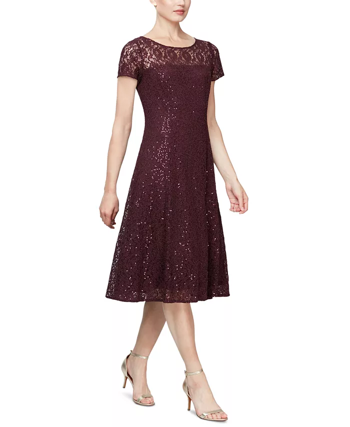 

Платья миди с кружевом и пайетками SL Fashions, красный