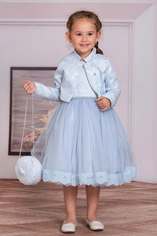 Детское платье из фатина с воланами Süslü Pink Kids, Blue