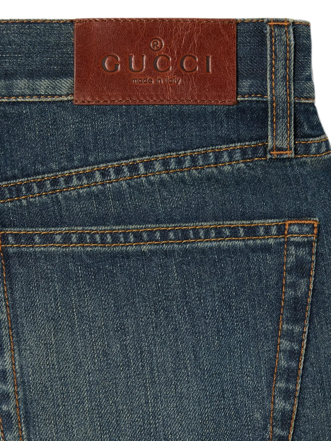 Джинсы Horsebit с эффектом потертости Gucci, синий — фото 2