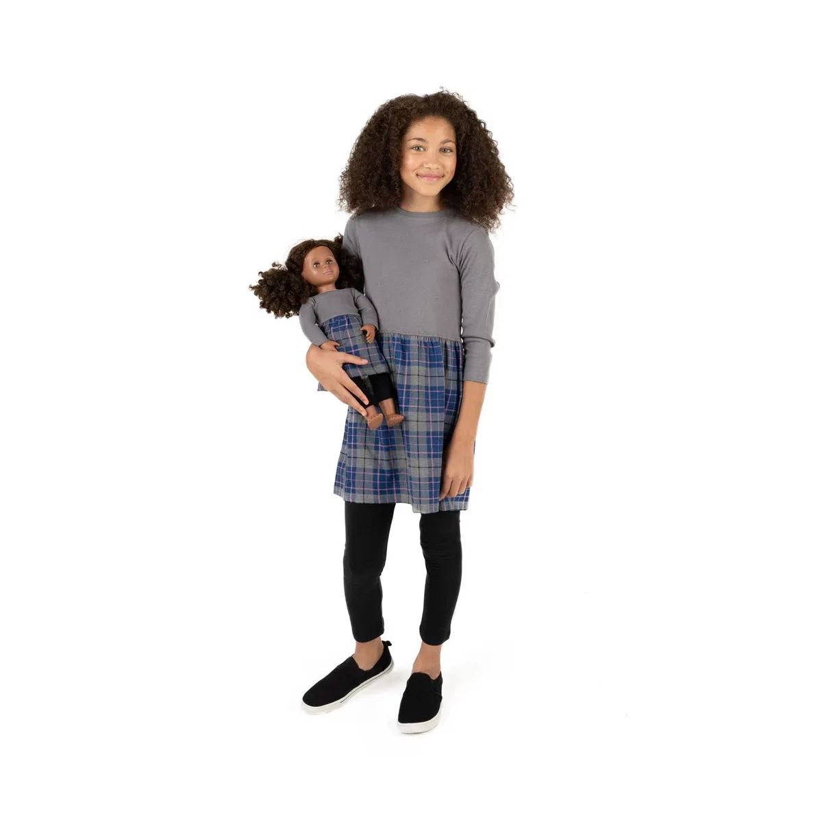 Детское платье-юбка для девочек с длинным рукавом Girl and Doll Skirt Dress LEVERET, Brown — фото 3