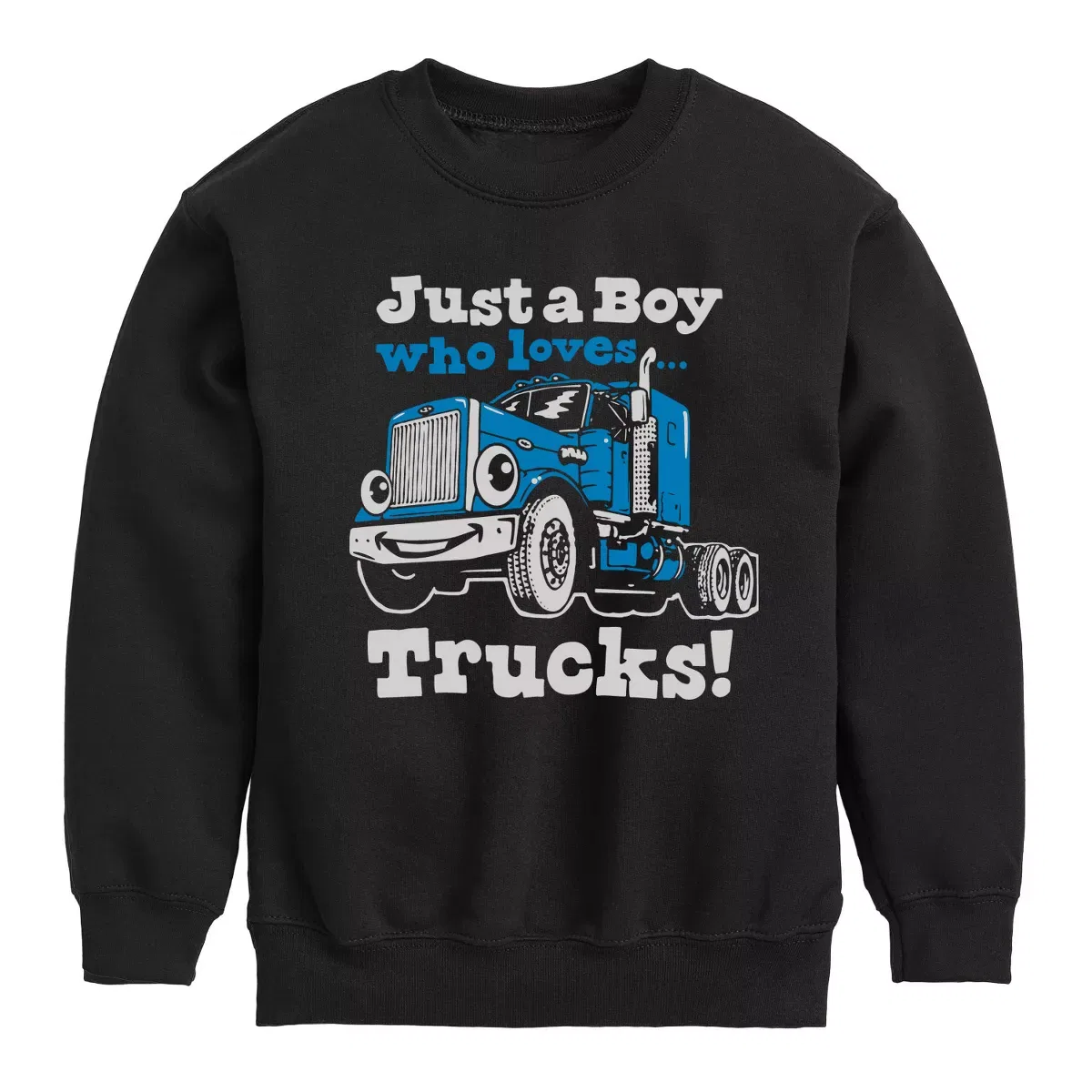 Детский свитшот с длинным рукавом с принтом Just A Boy Who Loves Trucks Instant Message, Black