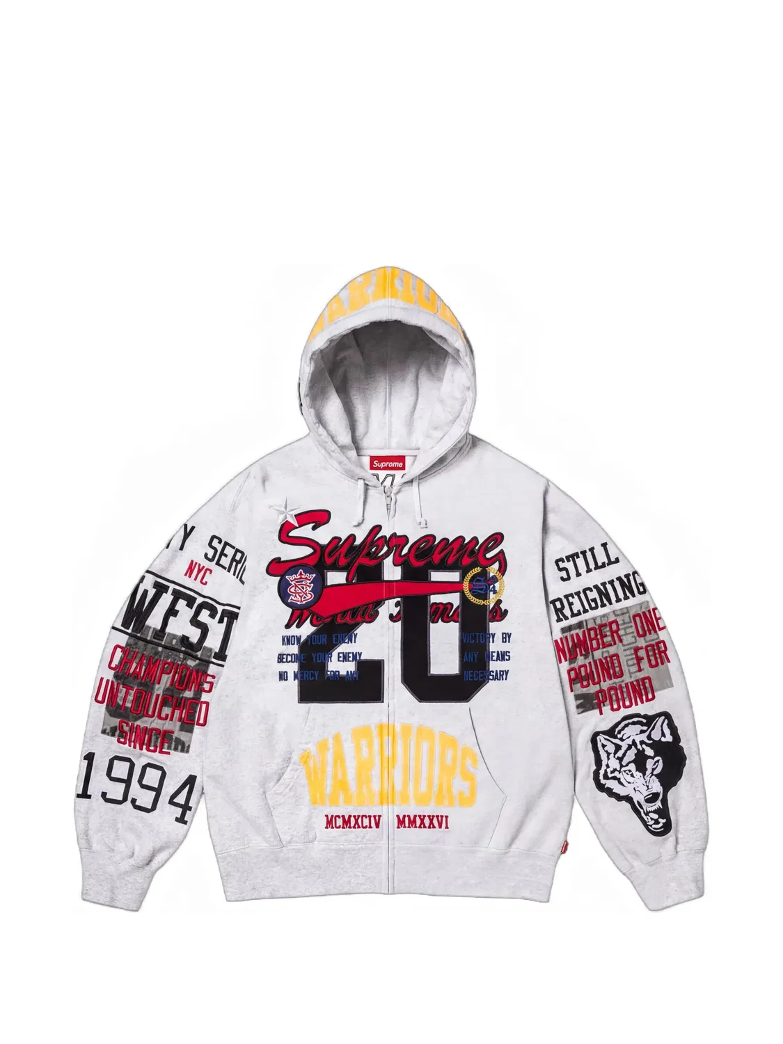 Худи Warriors с аппликацией Supreme, серый