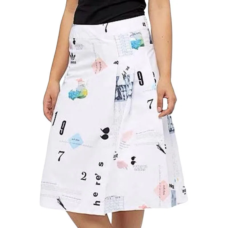 Женская длинная юбка с принтом Adidas Originals, White All Over Print — фото 4