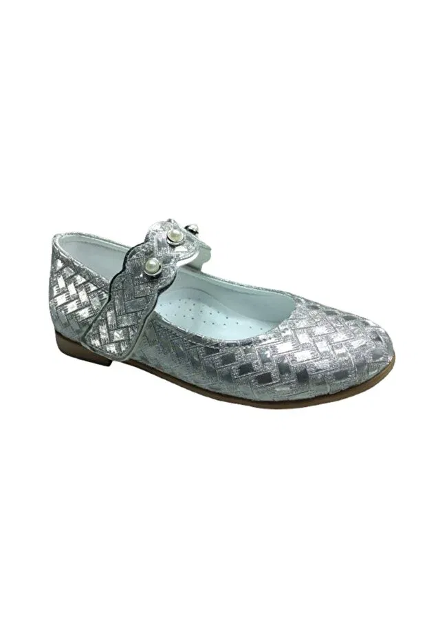 Детские балетки для девочек с жемчугом Shiny silver pearl 1010 emt girl's evening dress shoes Ortopedikal, Silver