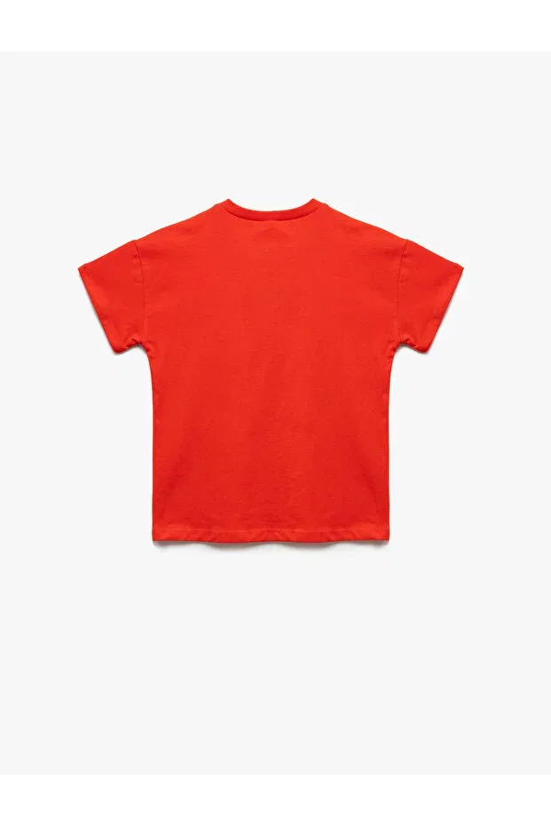 Детское для мальчиков хлопковое футболка с принтом Ataturk printed crew neck short sleeve cotton t-shirt Koton, Red — фото 2