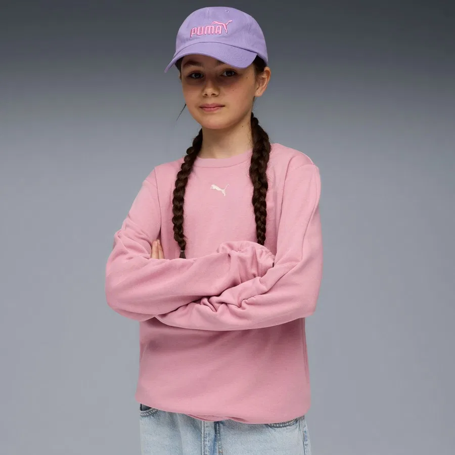 Детский свитшот с принтом Bowtique Crew Puma, Розовый — фото 2
