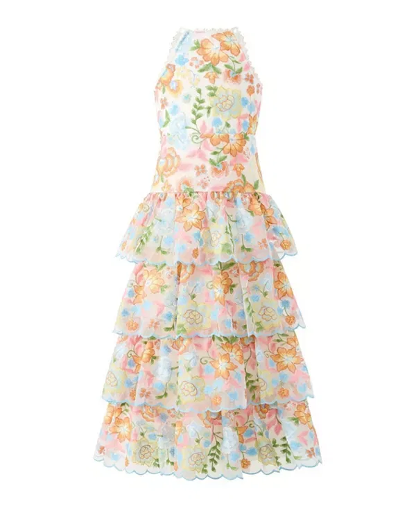 Детское платье для девочек с вышивкой Bianca Embroidered Frill Maxi Dress Marlo Kids, Floral