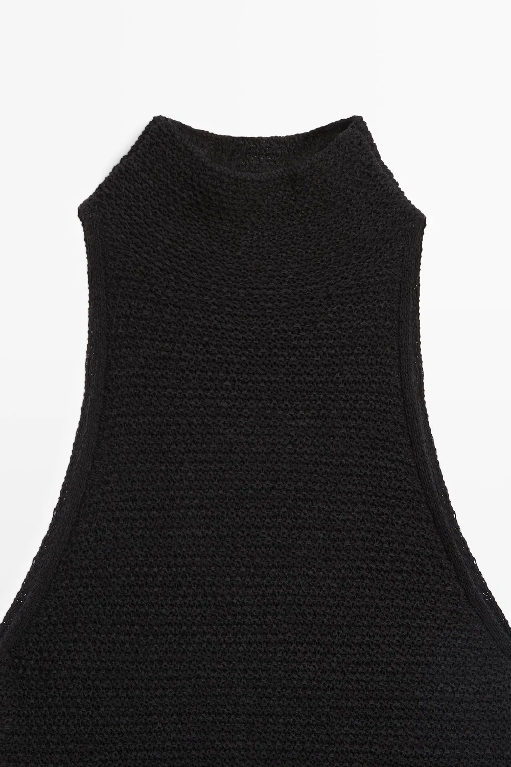 Платье миди комбинированное Massimo Dutti, черное — фото 4