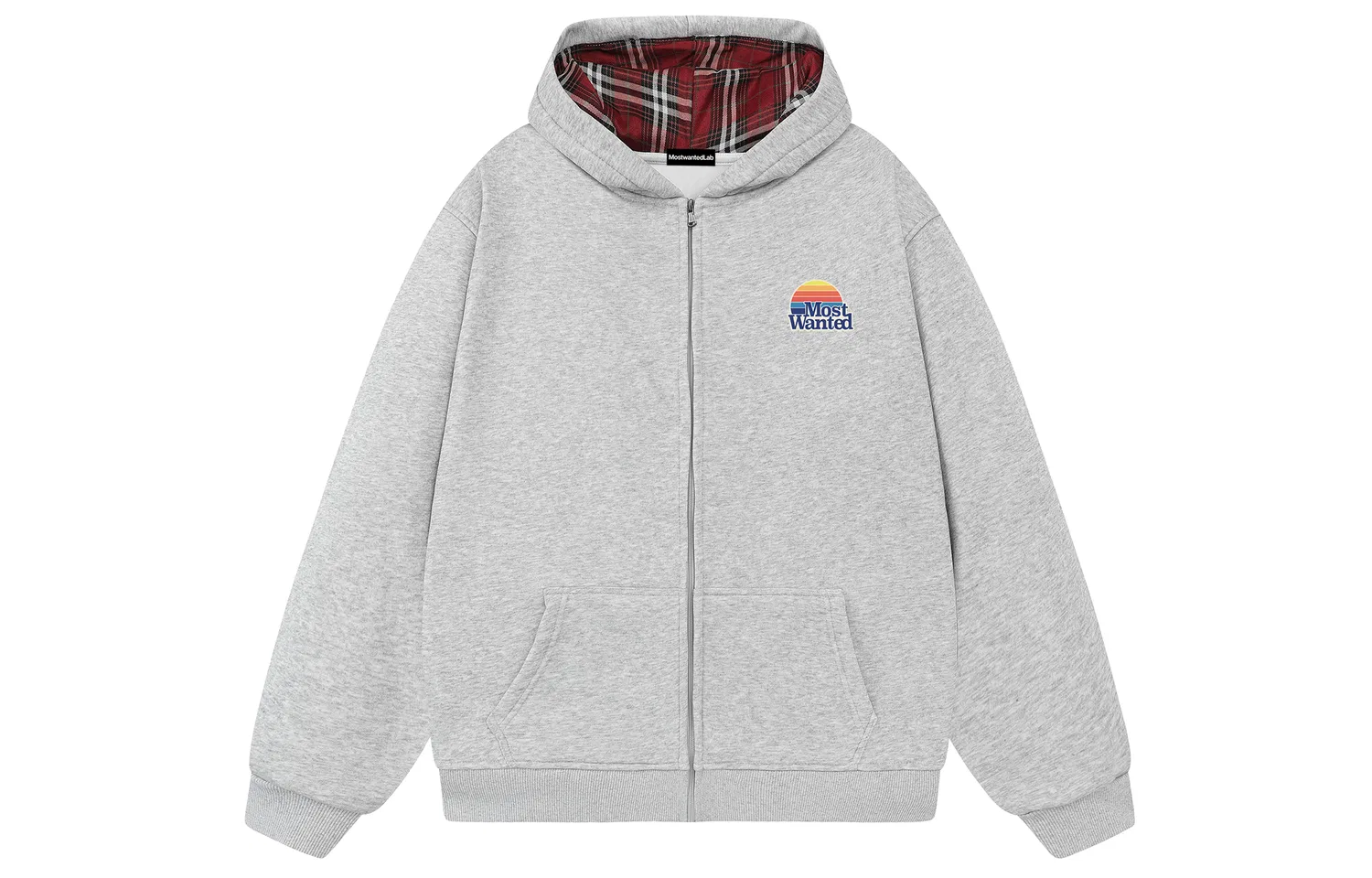 Детский худи с капюшоном, средней плотности, Heather Gray & Red, MostwantedLab