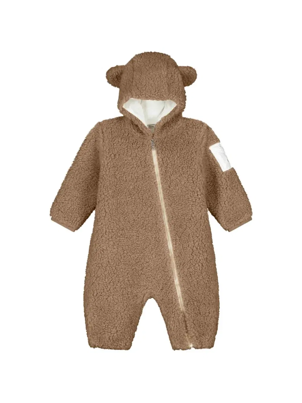 Флисовый комбинезон с капюшоном Moncler Enfant, коричневый