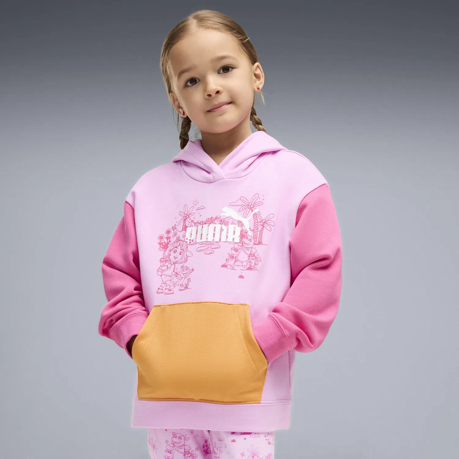 Детское худи для девочек с принтом PUMA x DORA THE EXPLORER, Puma, Malvenfarben — фото 2