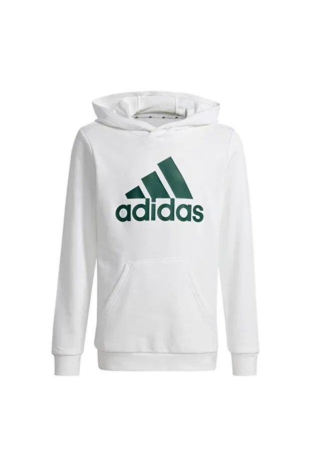 Детское худи для девочек с принтом Big Logo Essentials Cotton Hoodie Adidas, White / Collegiate Green